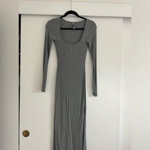 SKIMS Soft Lounge grey Long Sleeve ribbed dress